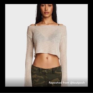 Edikted Beige Off-the-Shoulder Sweater